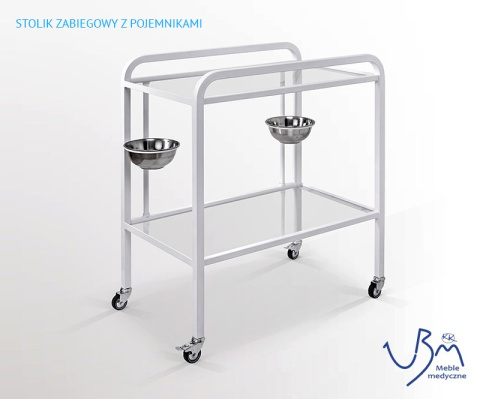 Stolik zabiegowy z miskami Stolik zabiegowy z miskami