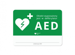 Tablica informacyjna z lokalizacją AED