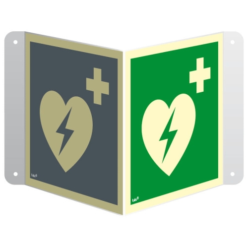 Znak AED fluorescencyjny Znak AED fluorescencyjny