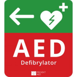 Tablica kierunkowa AED lewo
