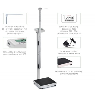 Waga medyczna kolumnowa MS4971 BMI I BSA + wzrostomierz