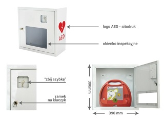 Szafka na defibrylator uniwersalna z alarmem dzwiękowym