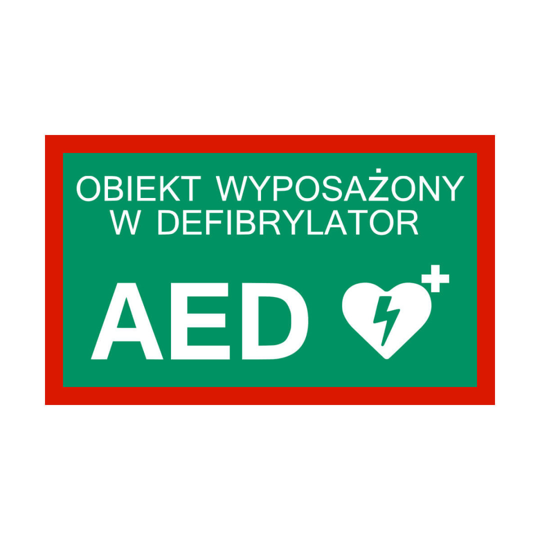 Tablica informacyjna AED obiekt wyposażony 25 x 15 cm Tablica informacyjna AED obiekt wyposażony 25 x 15 cm